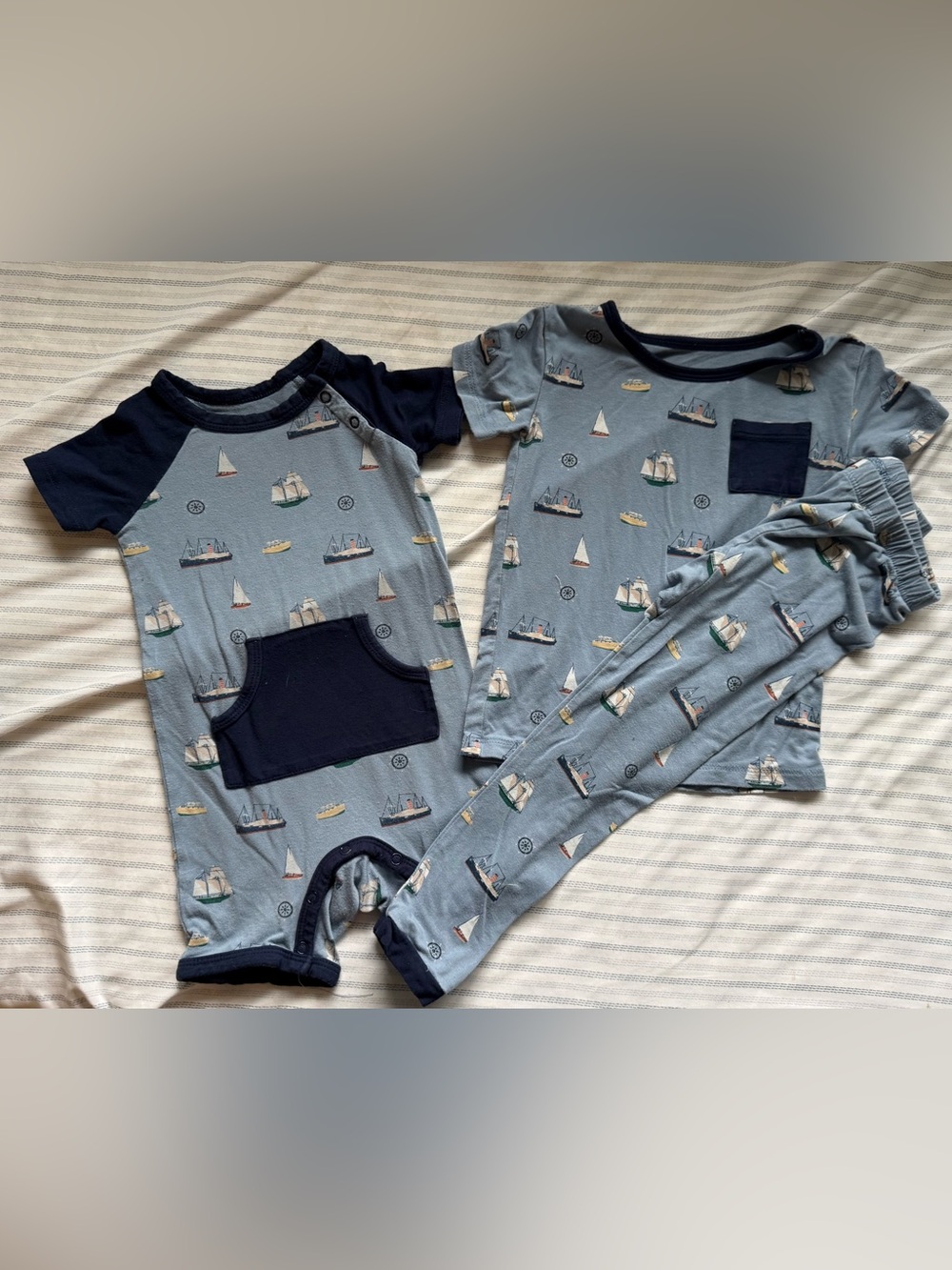 Kyte baby sibling set- Blue Nautical Sailboats